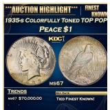 1935-s Peace Dollar Colorfully Toned TOP POP! $1 m
