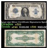 1923 $1 large size Silver Certificate Grades vf+ S