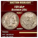 1914-p Barber Quarter 25c ms66+ SEGS