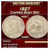 1827 Capped Bust Half Dollar 50c ms62+ USCG