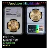 NGC 1900-p Gold Liberty Double Eagle $20 ms63 NGC