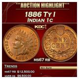 1886 Ty I Indian Cent 1c ms67 rb SEGS