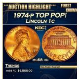 1974-p Lincoln Cent TOP POP! 1c ms68 rd SEGS