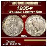 1935-p Walking Liberty Half Dollar 50c ms67 SEGS