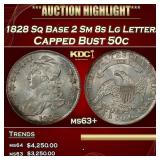 1828 Sq Base 2 Sm 8s Lg Letters Capped Bust Half D