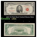 1963 $5 Red Seal United States Note Grades vf++