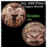 1oz .999 Fine Copper Bullion Round - Alien Style G