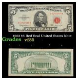 1963 $5 Red Seal United States Note Grades vf++