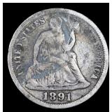 Lot Of 4 Coins. 1891 Seated Liberty Dime 10c