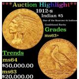 *Highlight* 1912-s Gold Indian Half Eagle $5 Selec