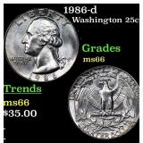 1986-d Washington Quarter 25c Grades GEM+ Unc