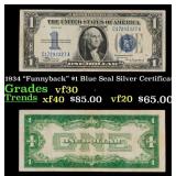 1934 $1 Blue Seal Silver Certificate Grades vf++
