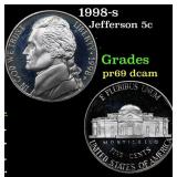1998-s Proof Jefferson Nickel 5c Grades GEM++ Proo