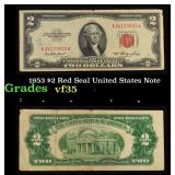 1953 $2 Red Seal United States Note Grades vf++