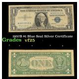 1957B $1 Blue Seal Silver Certificate Grades vf+