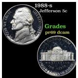 1988-s Proof Jefferson Nickel 5c Grades GEM++ Proo
