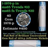 BU Shotgun Jefferson 5c roll, 1976-p 40 pcs Bank $