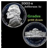 2002-s Proof Jefferson Nickel 5c Grades GEM++ Proo