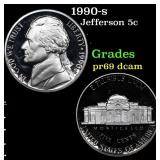 1990-s Proof Jefferson Nickel 5c Grades GEM++ Proo