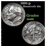 1991-p Roosevelt Dime 10c Grades GEM+ Unc