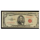 1953 $5 Red Seal United States Note Grades vf++