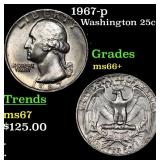 1967-p Washington Quarter 25c Grades GEM++ Unc