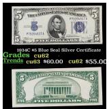 1934C $5 Blue Seal Silver Certificate Grades Selec