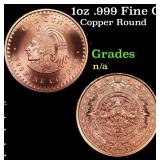 1oz .999 Fine Copper Bullion Round - Aztec Calenda