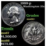 1989-p Washington Quarter 25c Grades GEM++ Unc