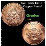 1oz .999 Fine Copper Bullion Round - Medusa Style