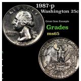 1987-p Washington Quarter 25c Grades GEM Unc