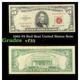 1963 $5 Red Seal United States Note Grades vf++