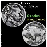 Hobo Buffalo Nickel 5c Grades Hand Carved