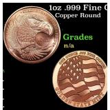 1oz .999 Fine Copper Bullion Round - Bald Eagle St