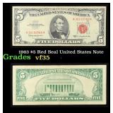 1963 $5 Red Seal United States Note Grades vf++