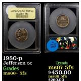 1980-p Jefferson Nickel 5c GEM++ 5fs USCG