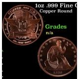 1oz .999 Fine Copper Bullion Round - Seated Libert