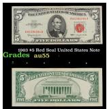 1963 $5 Red Seal United States Note Grades Choice