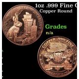 1oz .999 Fine Copper Bullion Round - Jackalope Sty