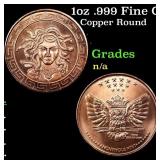 1oz .999 Fine Copper Bullion Round - Medusa Style