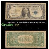 1957B $1 Blue Seal Silver Certificate Grades f+