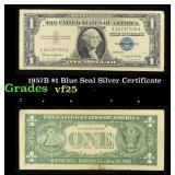 1957B $1 Blue Seal Silver Certificate Grades vf+