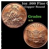 1oz .999 Fine Copper Bullion Round - Kraken Style