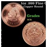 1oz .999 Fine Copper Bullion Round - Aztec Calenda