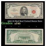 1963 $5 Red Seal United States Note Grades xf