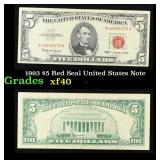 1963 $5 Red Seal United States Note Grades xf
