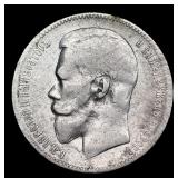 1898 Russia 1 Ruble Silver Y# 59.3 Grades xf