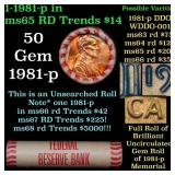 BU Shotgun Lincoln 1c roll, 1981-p 50 pcs Bank Wra