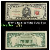 1963 $5 Red Seal United States Note Grades vf++