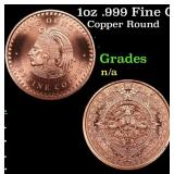 1oz .999 Fine Copper Bullion Round - Aztec Calenda